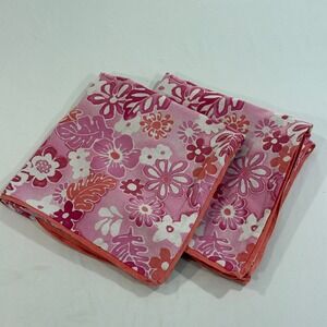 PBteen Floral Euro Pillow Sham Set Linen Cotton Pink Coral Tropical Flower 25x25